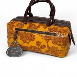 Meitrue Floral Embossed Travel Toiletry Bag Faux Leather w/ Matching Pouch NWOT